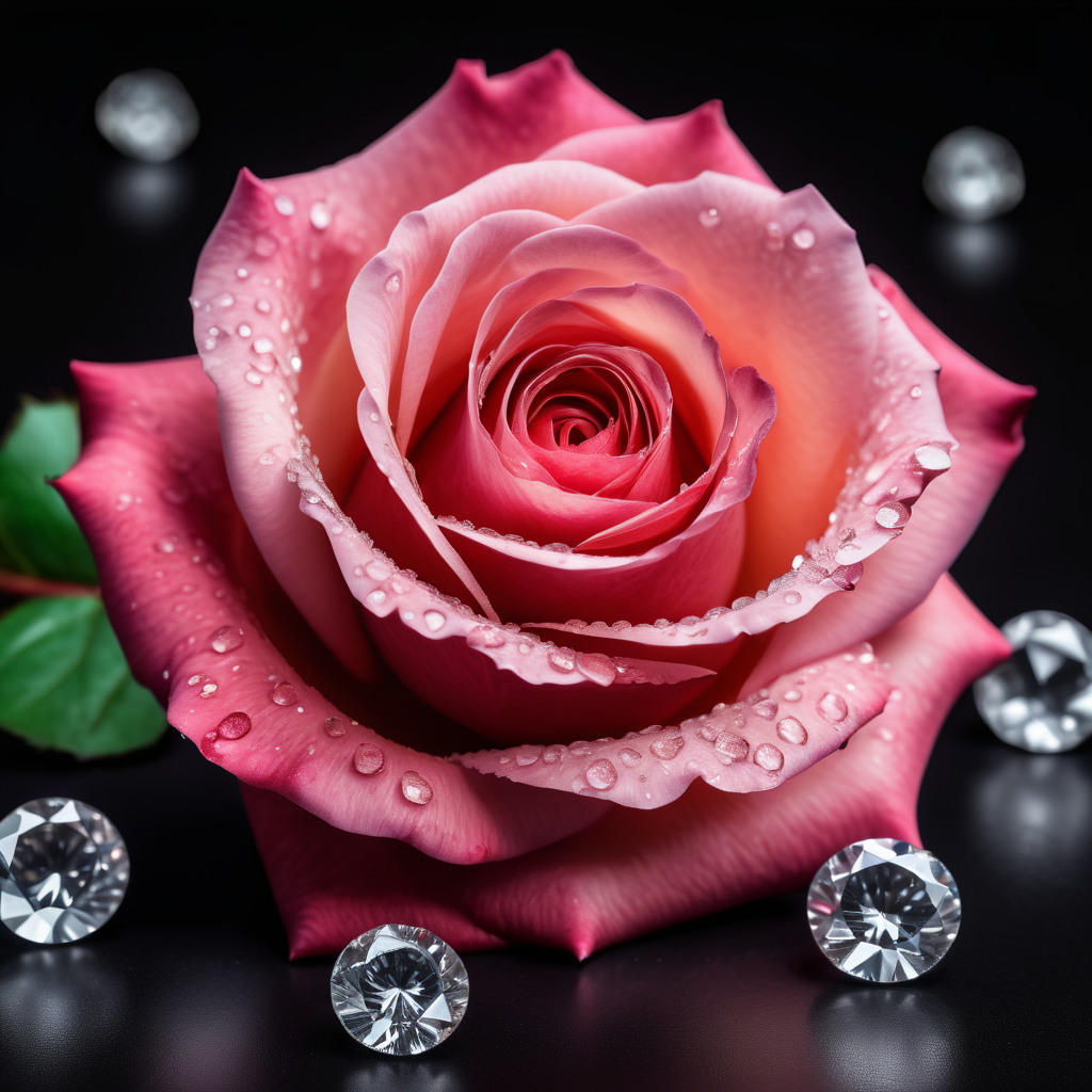 00131-A beautiful rose surrounded by diamonds on a black table, 8k resolution, photograph.png